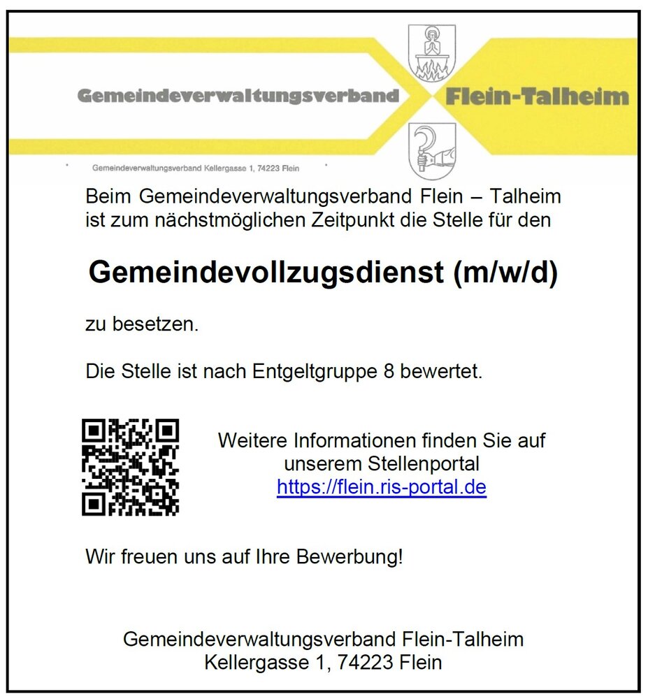 Stellenausschreibung Gemeindevollzugsdienst