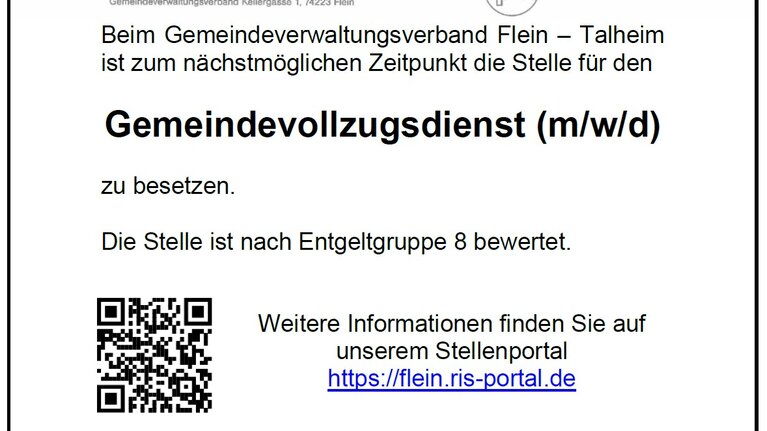Stellenausschreibung Gemeindevollzugsdienst