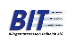 Logo mit blauer Schrift auf karriertem Hintergrund